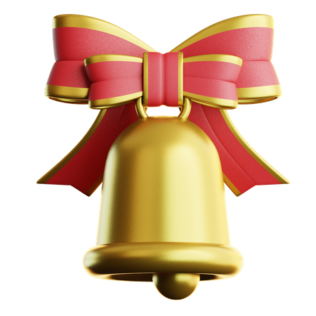 Golden Bell With Ribbon Tie  3D Icon