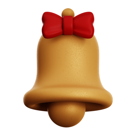 Golden Bell With Ribbon Tie  3D Icon