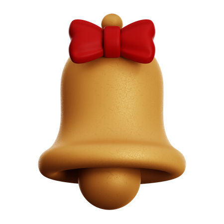 Golden Bell With Ribbon Tie  3D Icon