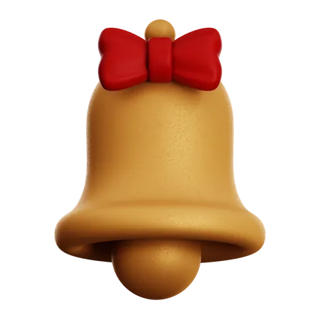 Golden Bell With Ribbon Tie  3D Icon