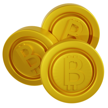 Golden Bitcoin Coins  3D Icon
