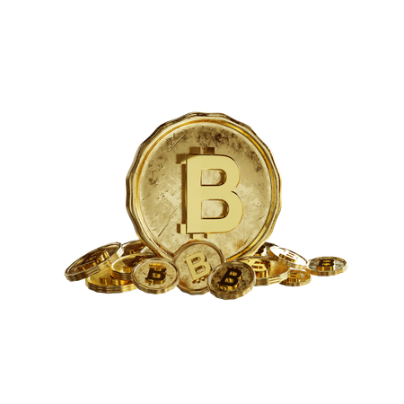 Golden bitcoins  3D Icon