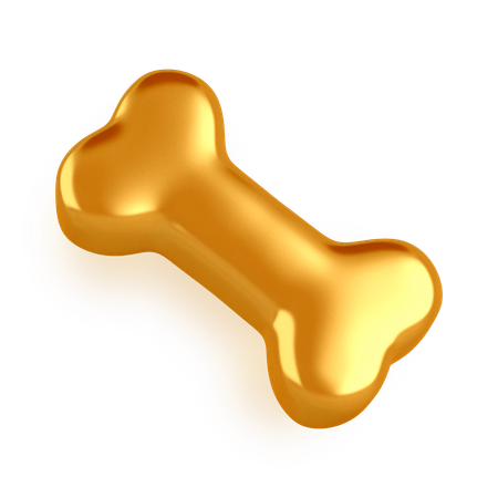 Golden Bone 3D Illustration