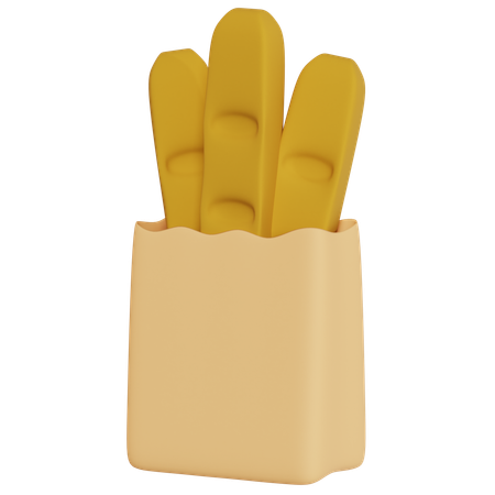 Golden Bread Sticks  3D Icon