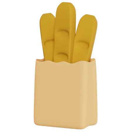 Golden Bread Sticks  3D Icon