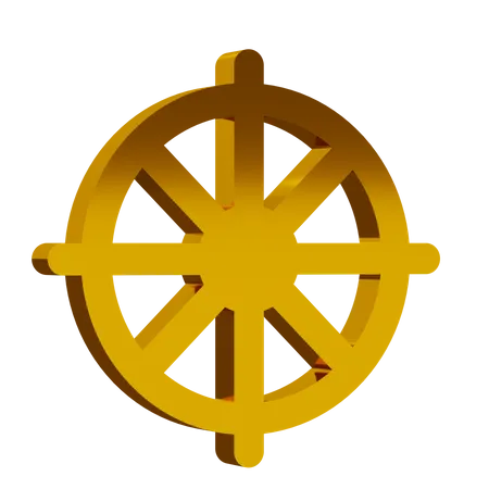 Golden Buddhism Symbol  3D Icon