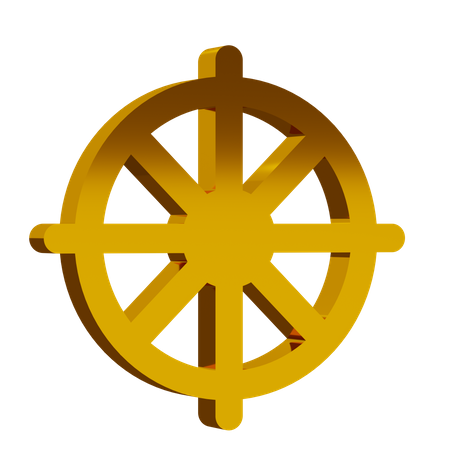 Golden Buddhism Symbol  3D Icon
