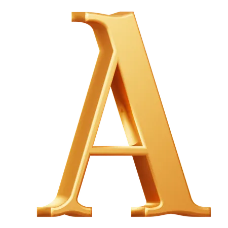 Golden Capital A Letter  3D Icon