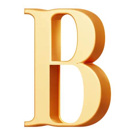Golden Capital B Letter  3D Icon