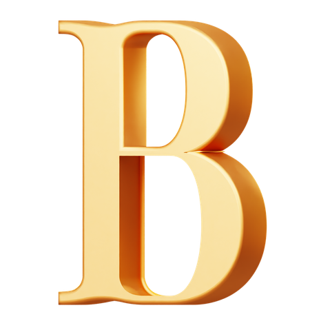 Golden Capital B Letter  3D Icon