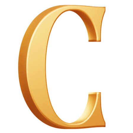 Golden Capital C Letter  3D Icon
