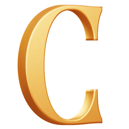 Golden Capital C Letter  3D Icon