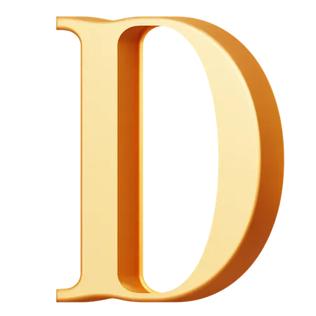 Golden Capital D Letter  3D Icon