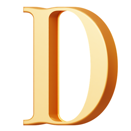 Golden Capital D Letter  3D Icon