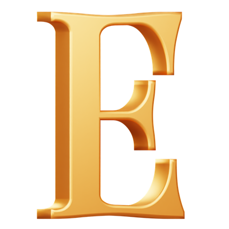 Golden Capital E Letter  3D Icon