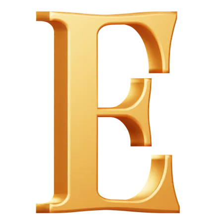 Golden Capital E Letter  3D Icon