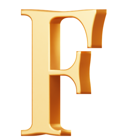 Golden Capital F Letter  3D Icon