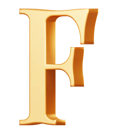 Golden Capital F Letter  3D Icon
