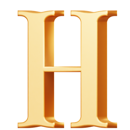 Golden Capital H Letter  3D Icon