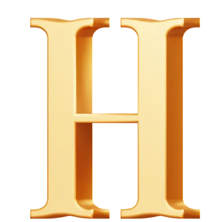 Golden Capital H Letter  3D Icon
