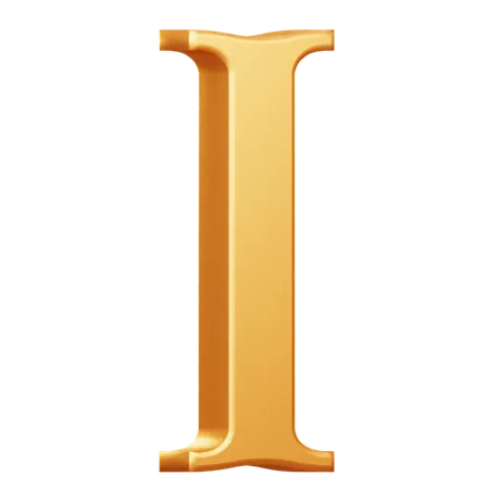 Golden Capital I Letter  3D Icon