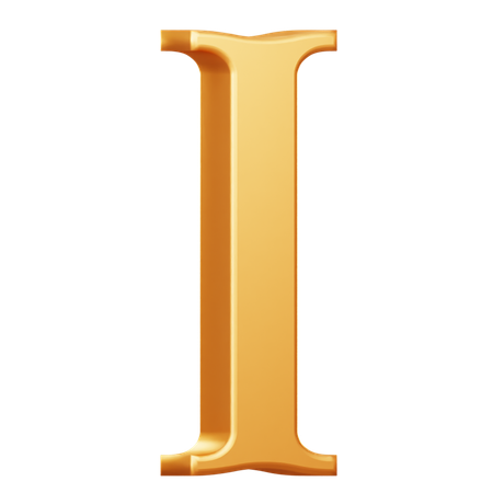 Golden Capital I Letter  3D Icon