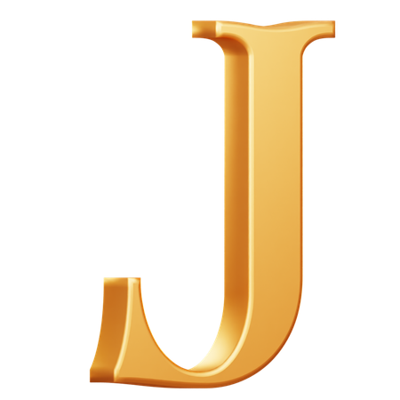 Golden Capital J Letter  3D Icon