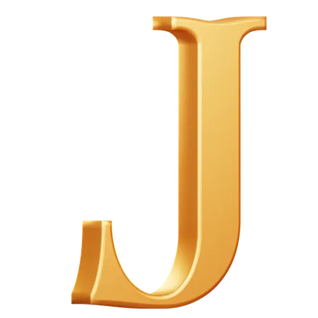 Golden Capital J Letter  3D Icon