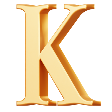 Golden Capital K Letter  3D Icon