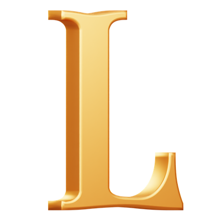 Golden Capital L Letter  3D Icon