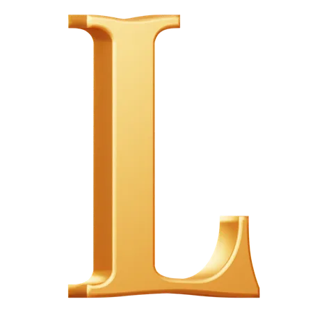 Golden Capital L Letter  3D Icon