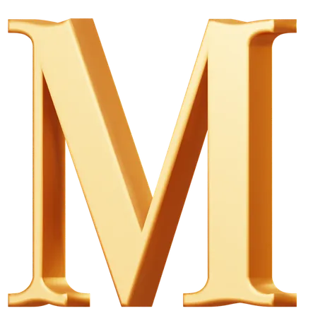 Golden Capital M Letter  3D Icon