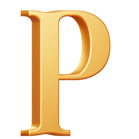 Golden Capital P Letter  3D Icon