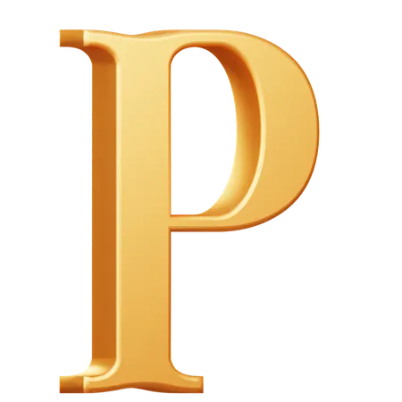 Golden Capital P Letter  3D Icon