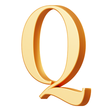 Golden Capital Q Letter  3D Icon