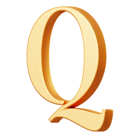 Golden Capital Q Letter  3D Icon