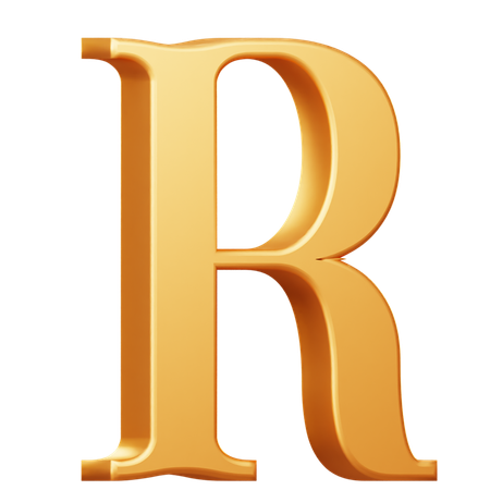 Golden Capital R Letter  3D Icon