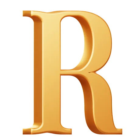 Golden Capital R Letter  3D Icon