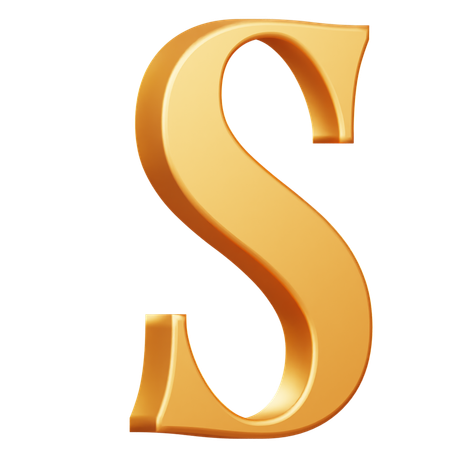 Golden Capital S Letter  3D Icon
