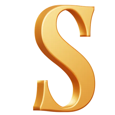 Golden Capital S Letter  3D Icon