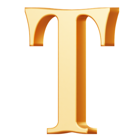 Golden Capital T Letter  3D Icon