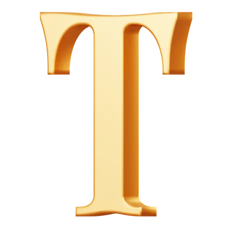 Golden Capital T Letter  3D Icon