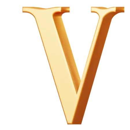 Golden Capital V Letter  3D Icon