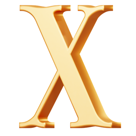 Golden Capital X Letter  3D Icon