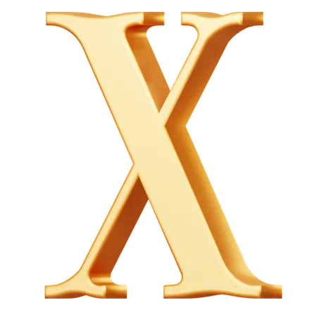 Golden Capital X Letter  3D Icon
