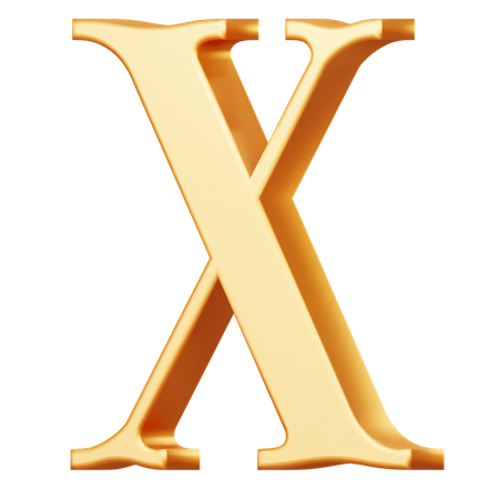 Golden Capital X Letter  3D Icon