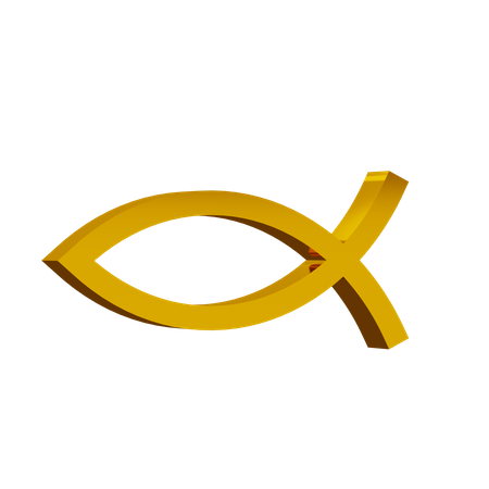 Golden Christianity Symbol  3D Icon