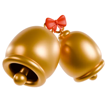 Golden Christmas Bells  3D Icon