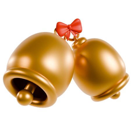 Golden Christmas Bells  3D Icon