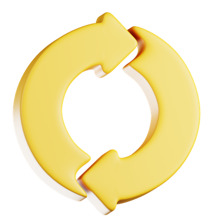 Golden Circular Arrow Refresh  3D Icon